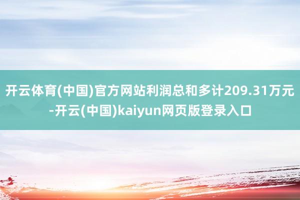 开云体育(中国)官方网站利润总和多计209.31万元-开云(中国)kaiyun网页版登录入口