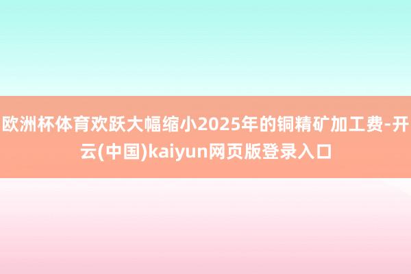欧洲杯体育欢跃大幅缩小2025年的铜精矿加工费-开云(中国)kaiyun网页版登录入口