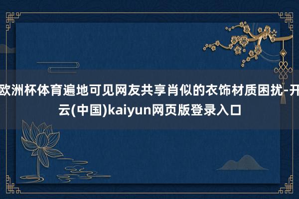 欧洲杯体育遍地可见网友共享肖似的衣饰材质困扰-开云(中国)kaiyun网页版登录入口